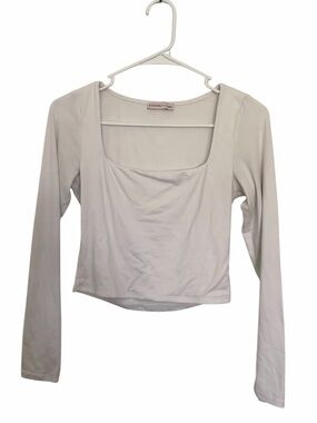Sincerely Jules White Low Square Neck Long Sleeve Classic White Top